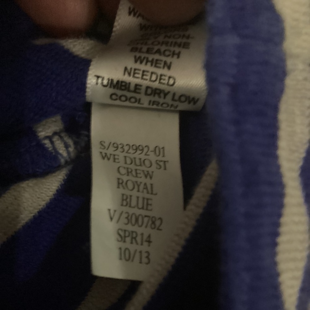 Banana Republic Men’s XL Tall Royal Blue Cream 100% Cotton Striped Sweater EUC - Picture 8 of 8